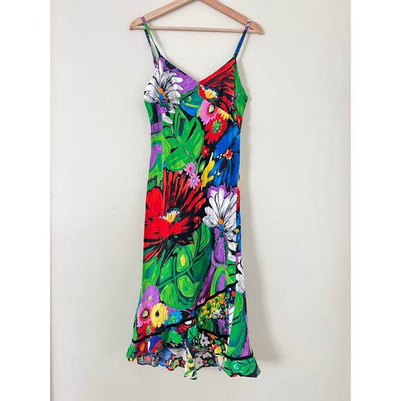 Jams World Flower Vibes Spaghetti Strap Medium Women's Dress Summer A-Line - Picture 1 of 3